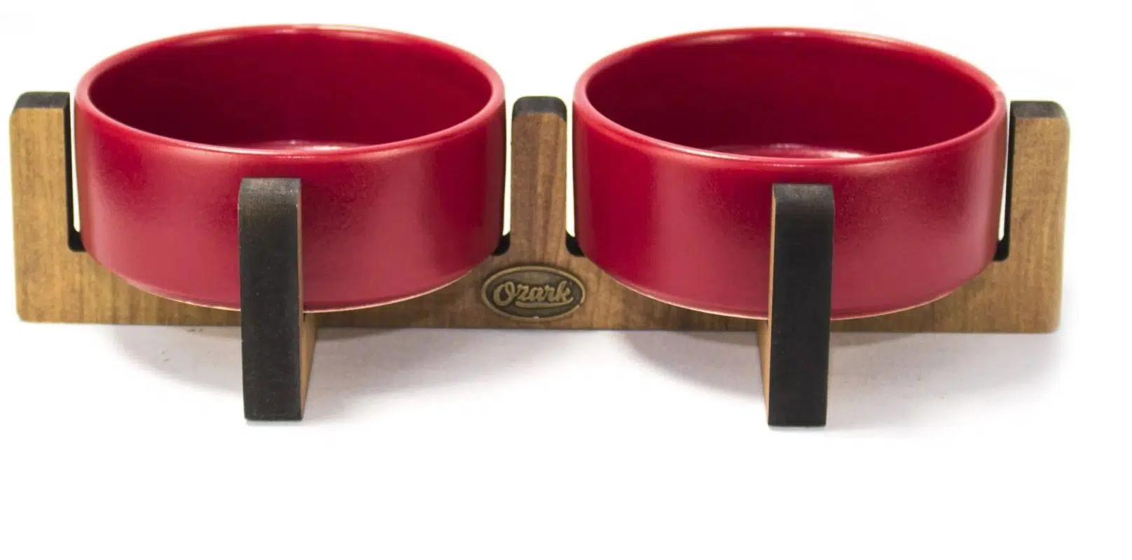 2li Ahşap Sehpalı Seramik Mama Kabı Kırmızı