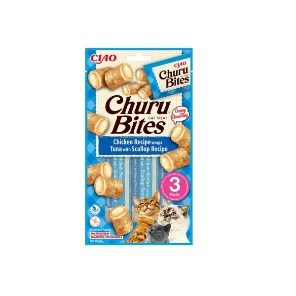 Ciao Bites Tavuk Sargılı, Deniz Taraklı Kedi Ödülü 3 X 10 Gr