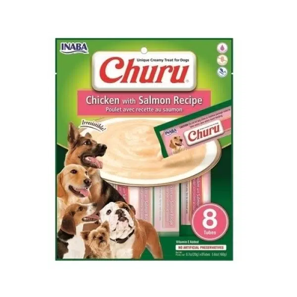 INABA CIAO Churu Cream Somonlu ve Tavuklu Sıvı Köpek Ödül Maması 20gr 8'li