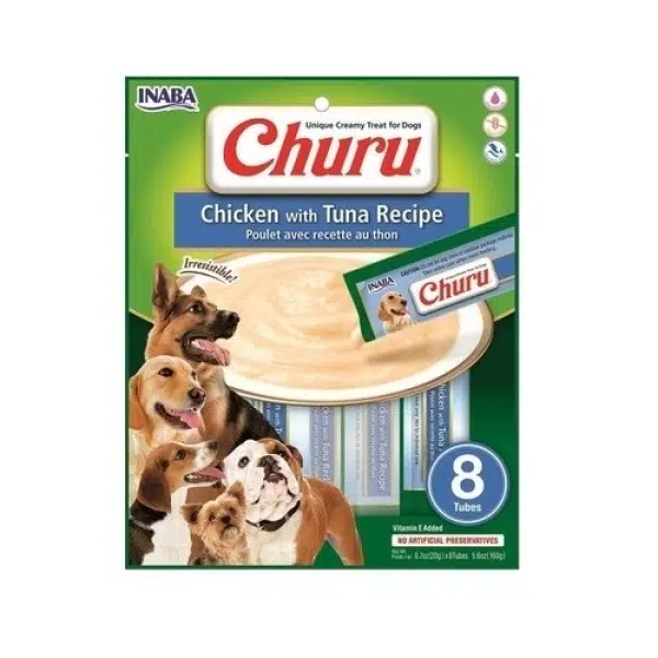 INABA CIAO Churu Cream Ton Balıklı ve Tavuklu Sıvı Köpek Ödül Maması 20gr 8'li