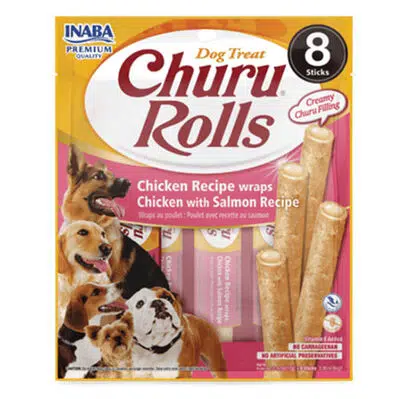 INABA Churu Rolls Tavuk Sargılı ve Somonlu Köpek Ödül Maması 12gr 8li