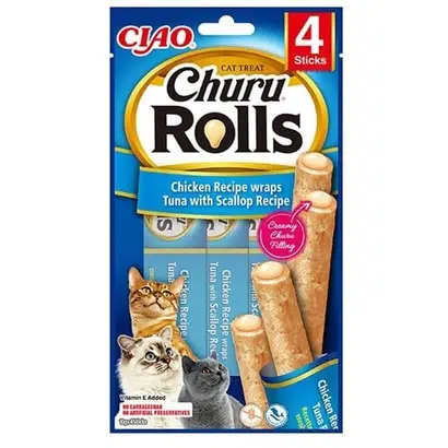Ciao Sticks Deniz Taraklı, Tavuk Sargılı Kedi Ödülü 4 X 10 Gr