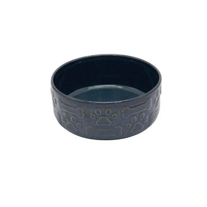 Design Seramik Mama ve Su Kabı Reaktif Mavi 14cm