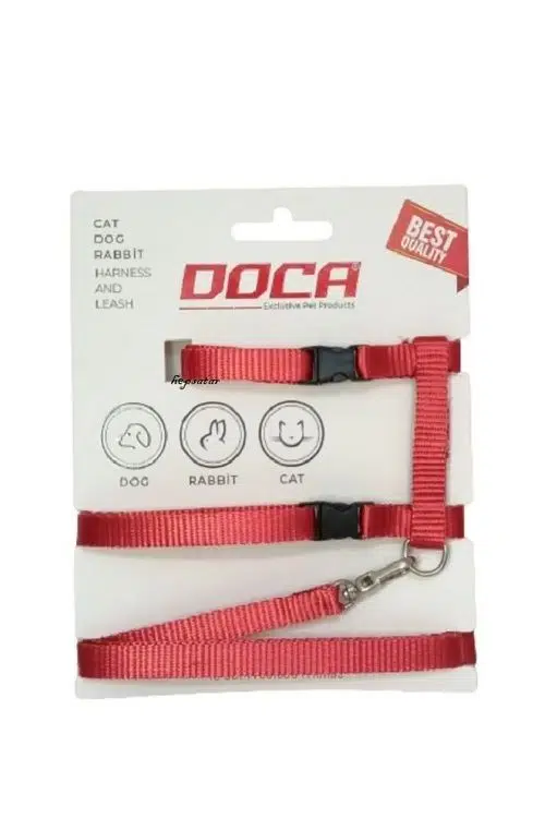 Doca Kedi Göğüs Tasması Takımı Kırmızı