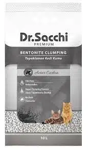 Dr.Sacchi Aktif Karbonlu Parfümsüz Bentonit Kedi Kumu 10lt
