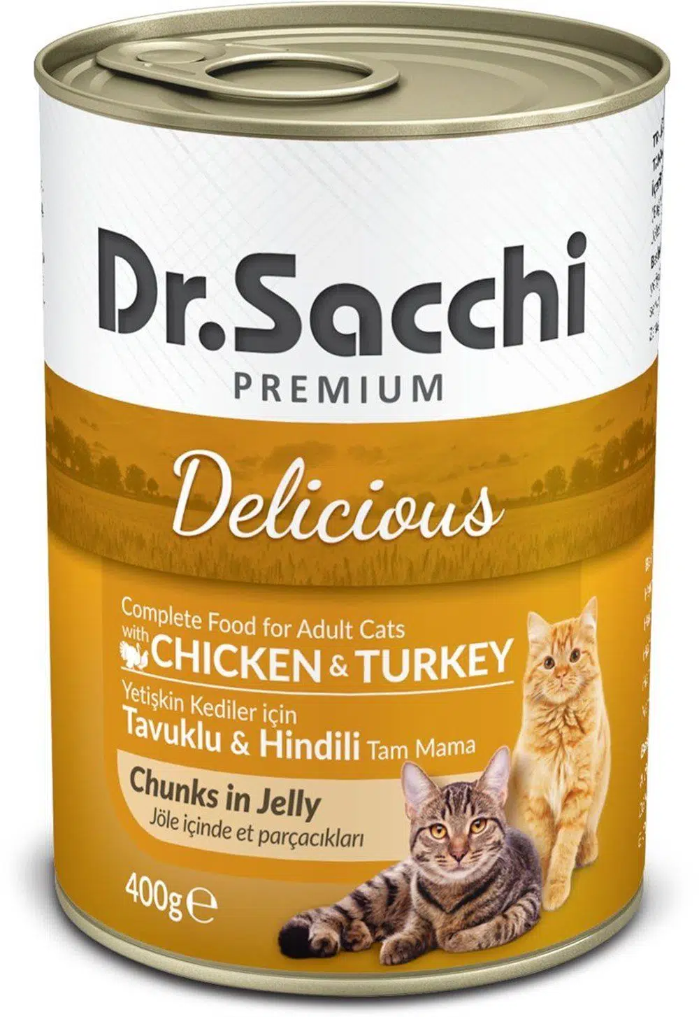 DR SACCHI KD TAVUK HİNDİLİ KEDİ KONSERVESİ 400 GR