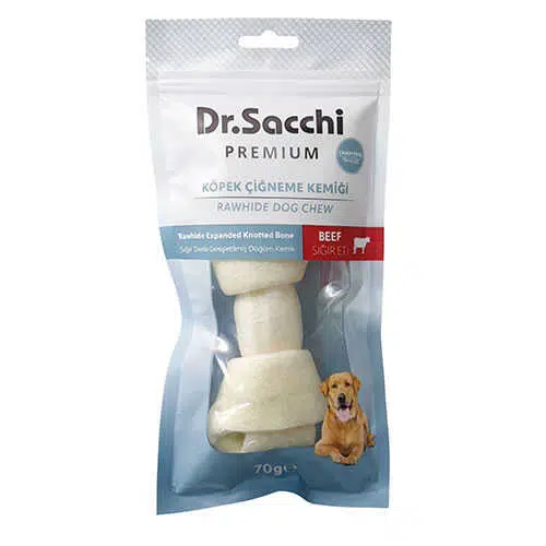 Dr.Sacchi Premium Sığır Derisi Düğümlü Kemik Tahılsız Köpek Ödülü 70 Gr