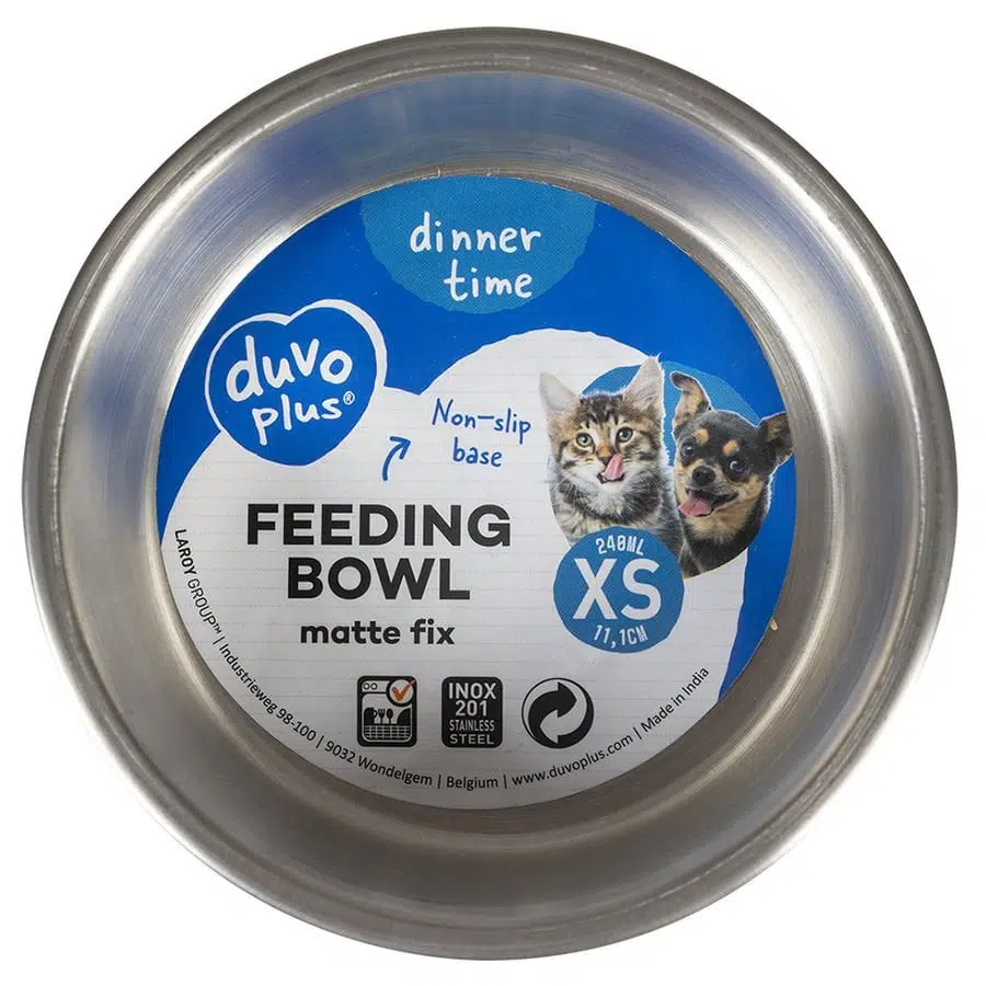 Duvo plus kedi ve köpek turuncu 240ml kaydırmaz çelik mama kabı