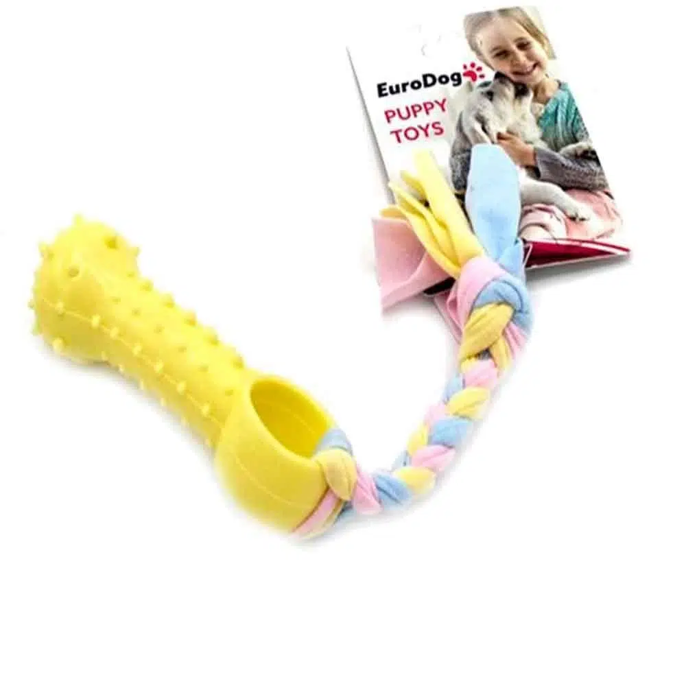 EuroDog İpli Diş Kaşıma Köpek Oyuncağı Sarı 19 cm EE051