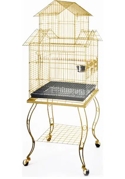 EuroGold PAPAĞAN KAFESİ SEHPALI PİRİNÇ 51*51*129h 901A