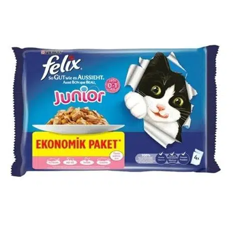 Felix Pounch Sığır Etli Tavuklu 4lü Yavru Kedi Yaş Maması 4*85GR