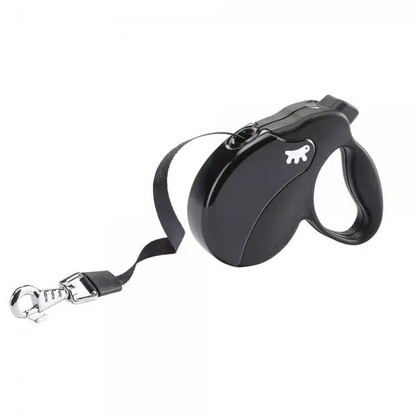 Ferplast Amigo Siyah Otomatik Şerit Köpek Gezdirme Tasma Small 5 metre