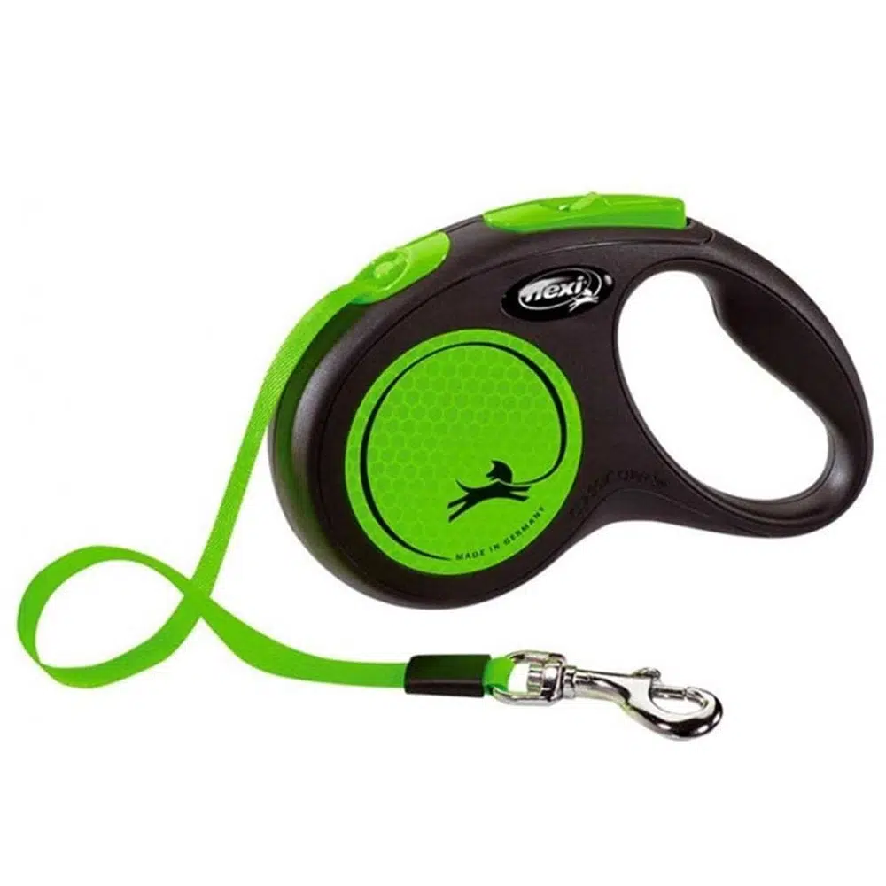 Flexi Neon Small 5M Şerit Otomatik Köpek Gezdirme Tasması Yeşil