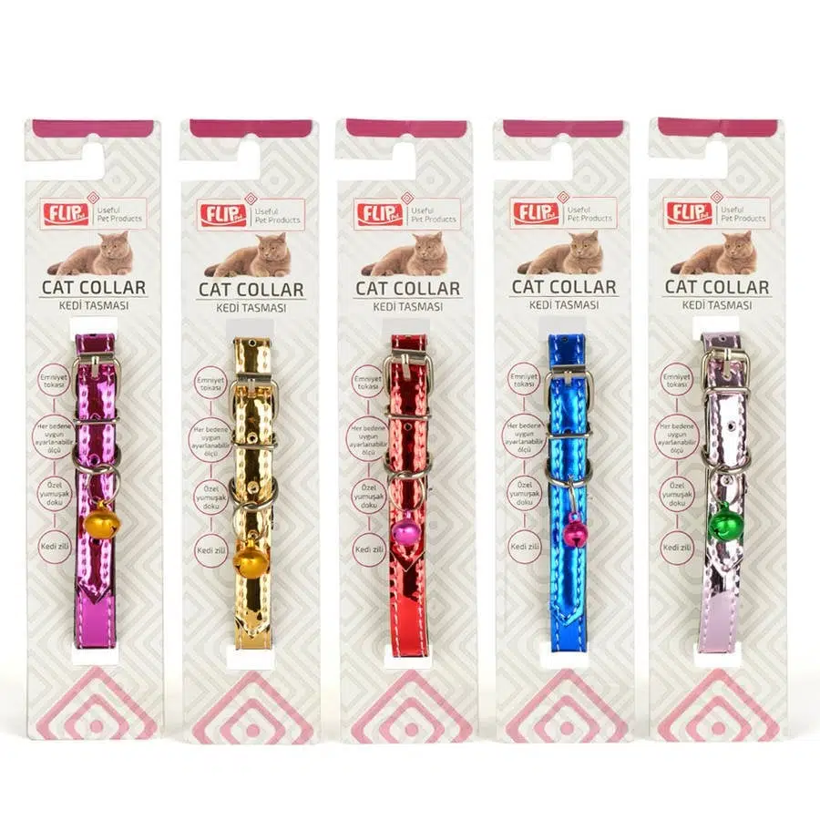 Flip Parlak Zilli Kedi Tasması
