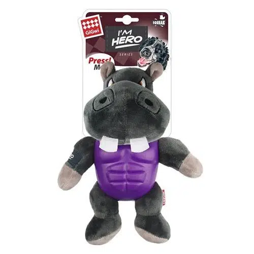 Gigwi Hero Sesli Süper Kahraman Hipopotam Peluş Köpek Oyuncağı 8090