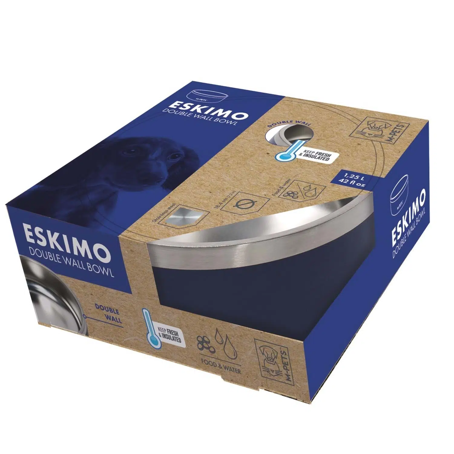M-pets Eskimo Çelik Mama Su Kabı Mavi 10530799