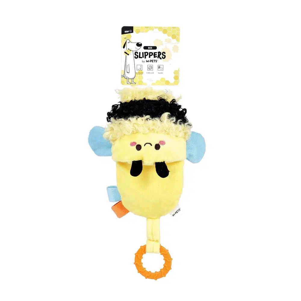 M-pets Bee Slipper Peluş Terlik Köpek Oyuncağı Sarı 10672699