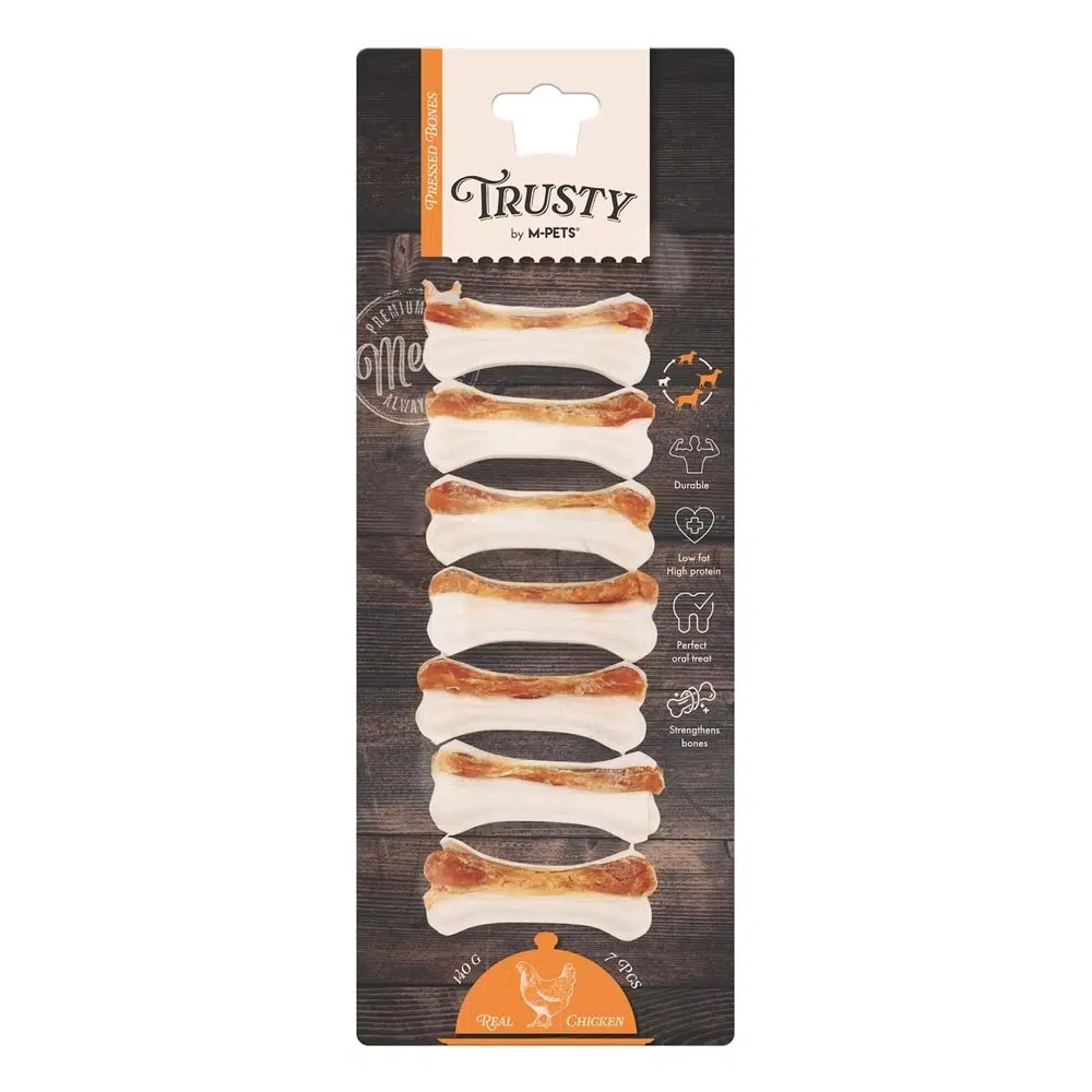 M-Pets Trusty Chicken Press Köpek Kemiği 7cm 140gr 7li