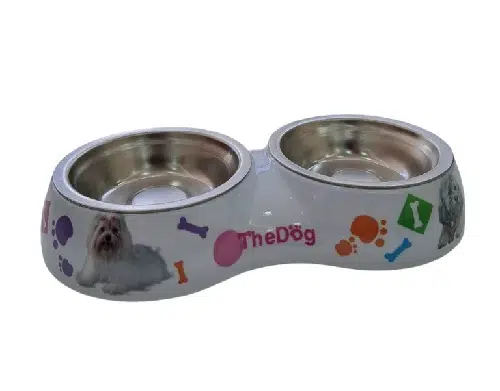 Nunbell Melamin Çelik Mama Kabı Köpek Figürlü İkili Medium 