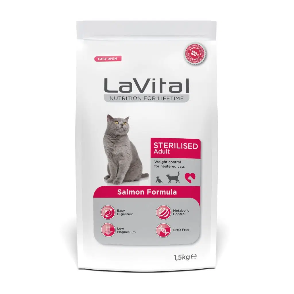 LaVital Kilo Kontrolü için Somonlu Kısırlaştırılmış Kedi Maması 1,5kg