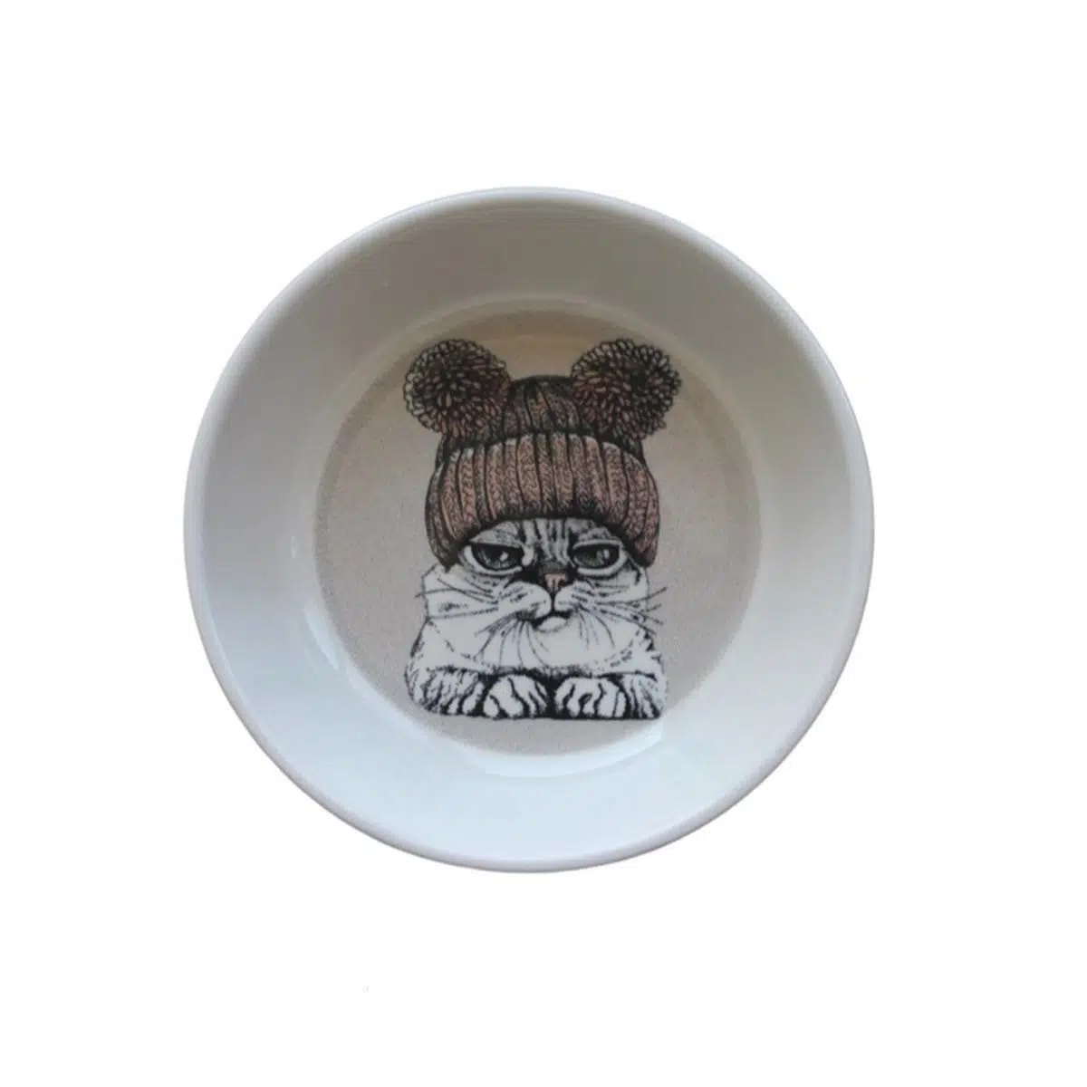 Lepus Seramik Kedi Köpek Mama Su Kabı Şapkalı Kedi Desenli 250ML