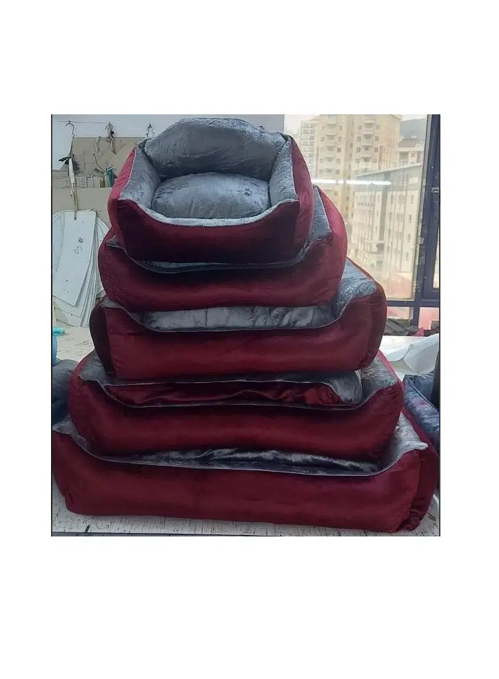 Lion Kadife Köpek Yatağı Bordo No:3 8978-C