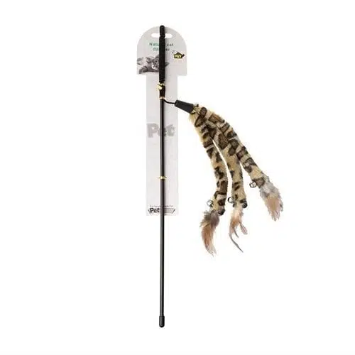 Lion Plastik Saplı Tüylü Leopar Desenli Kedi Oltası ZM4415