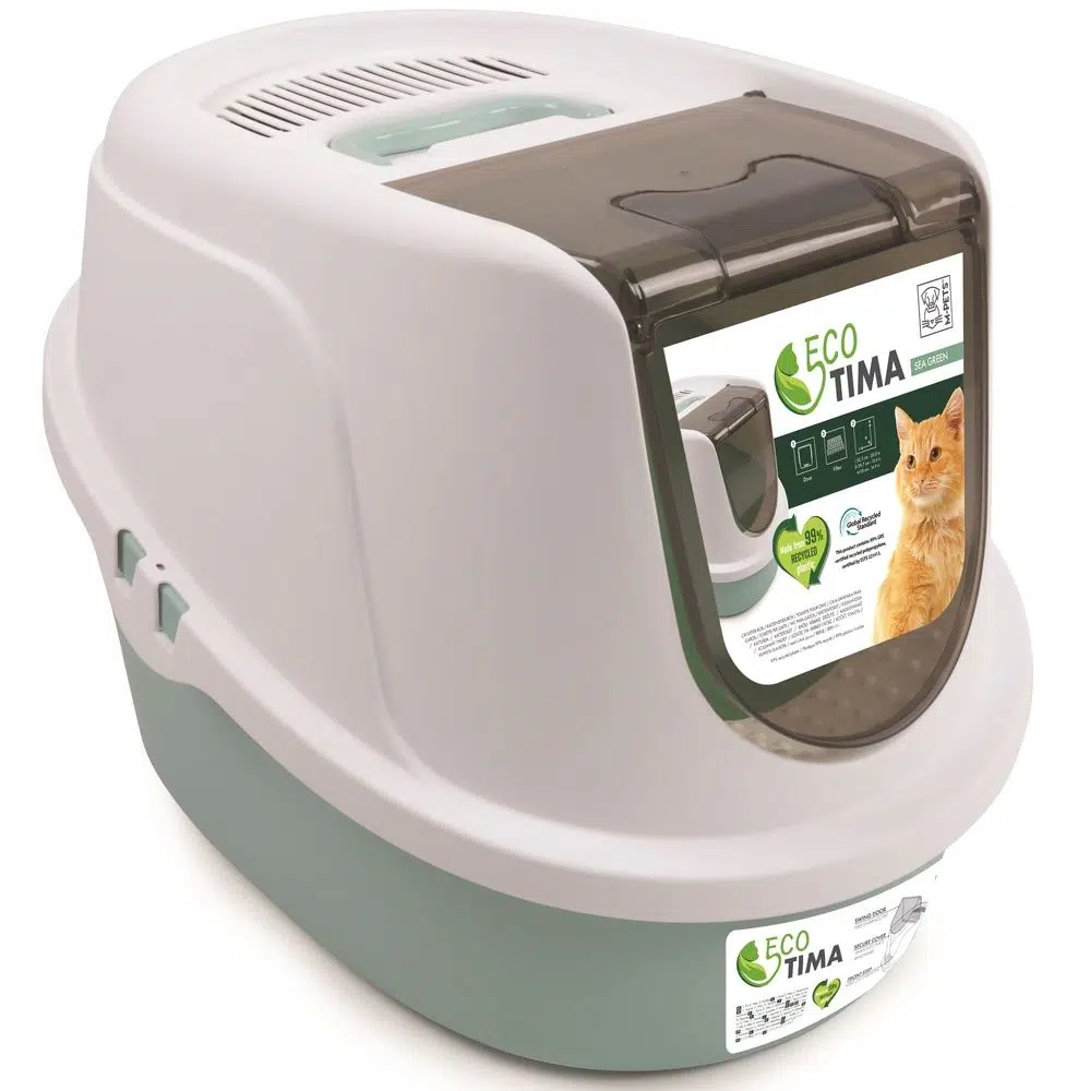 M-PETS ECO TIMA KAPALI KEDİ TUVALETİ L YEŞİL