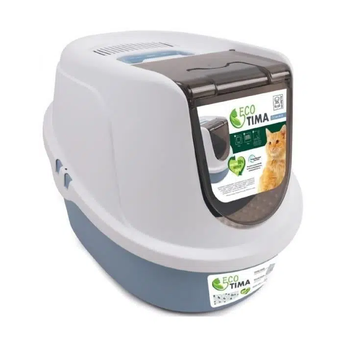 M-PETS ECO TIMA KAPALI KEDİ TUVALETİ M MAVİ 20117199