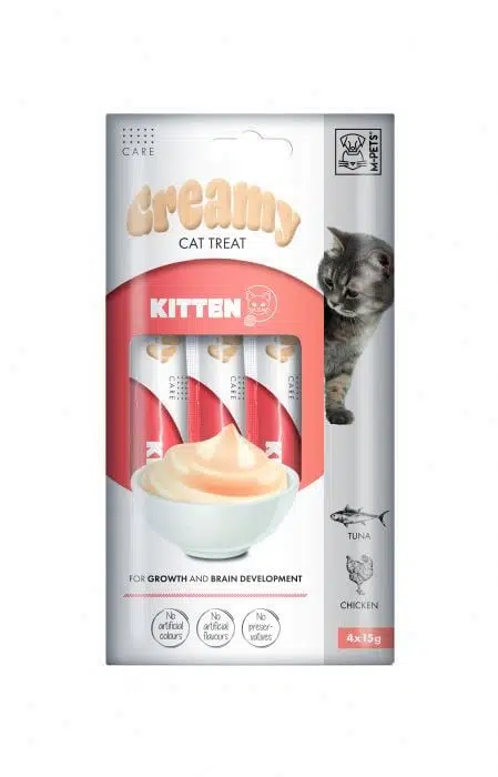 M-PETS Kitten Ton Balıklı ve Tavuklu Yavru Kedi Sıvı Kedi Ödül Maması 4X15gr