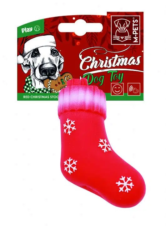 M-Pets Red Cristmas Noel Plastik Köpek Oyuncağı 13 Cm