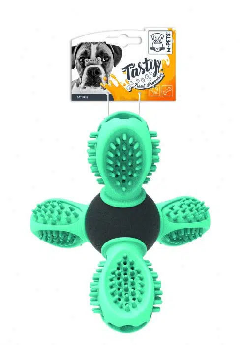 M-Pets Saturn Kauçuk Ödül Hazneli Köpek Oyuncağı 14cm Mavi