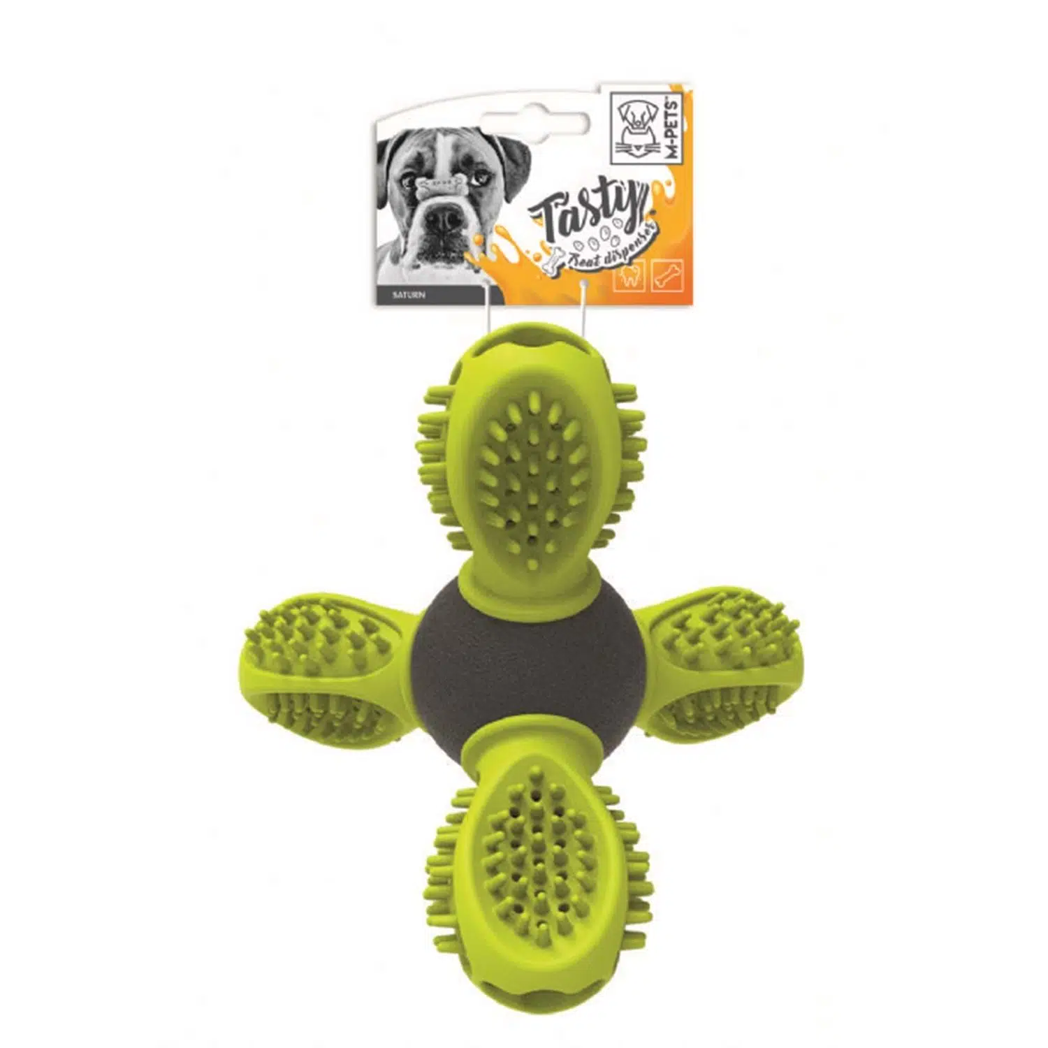 M-Pets Saturn Kauçuk Ödül Hazneli Köpek Oyuncağı 14cm Yeşil