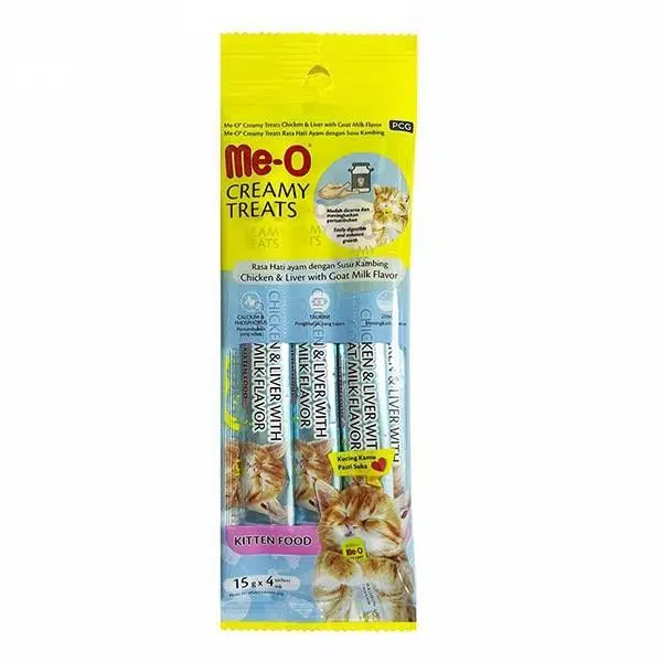Meo Kitten Tavuk&Ciğer ve Keçi Sütlü Krema Kedi Ödülü 4x15 Gr