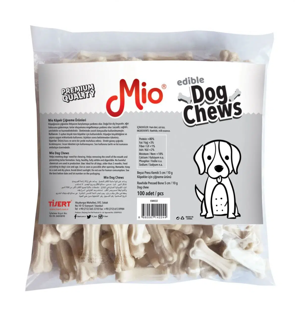 Mio Sütlü Press Köpek Ağız Bakım Kemiği 100 lü 5 cm