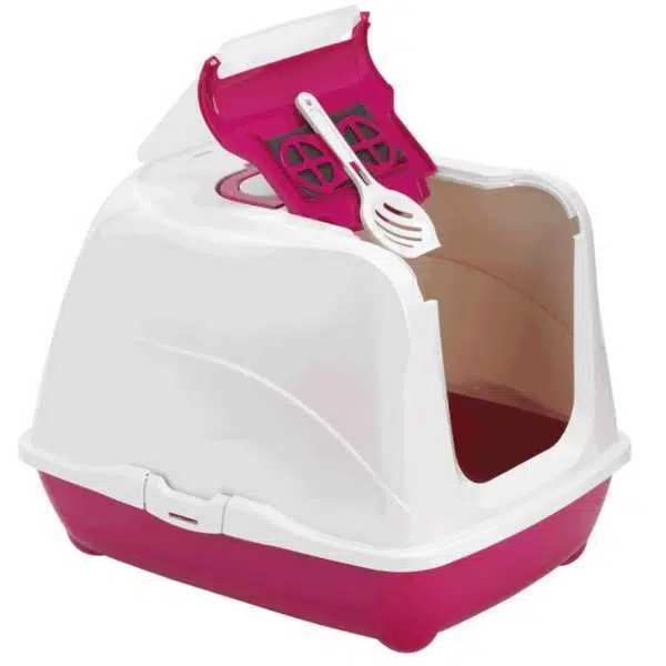 Moderna Flip Kapalı Kedi Tuvaleti 50 Cm Fuşya
