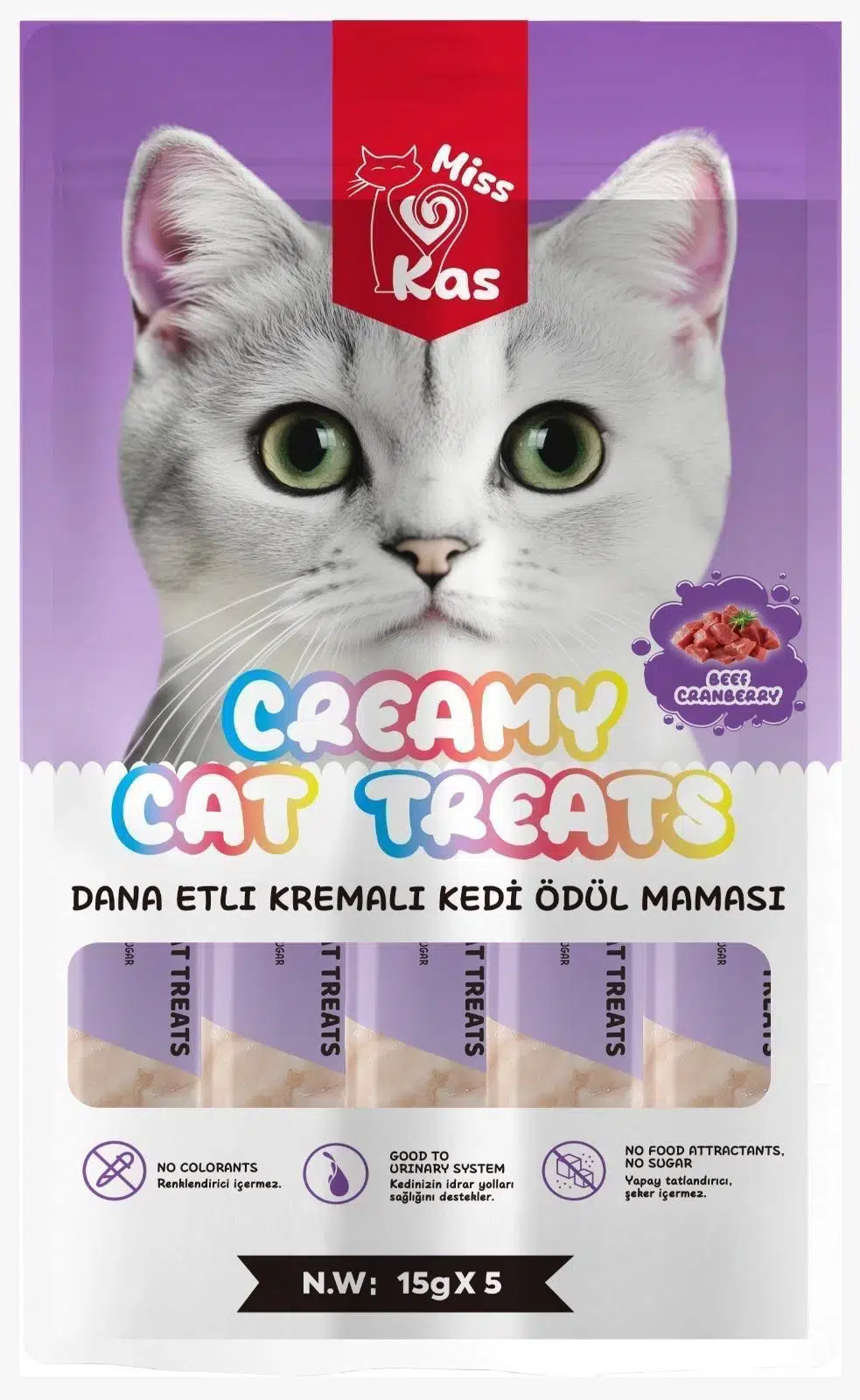 Miss Kas Dana Etli Kremalı Kedi Ödül Maması 15g x 5 li