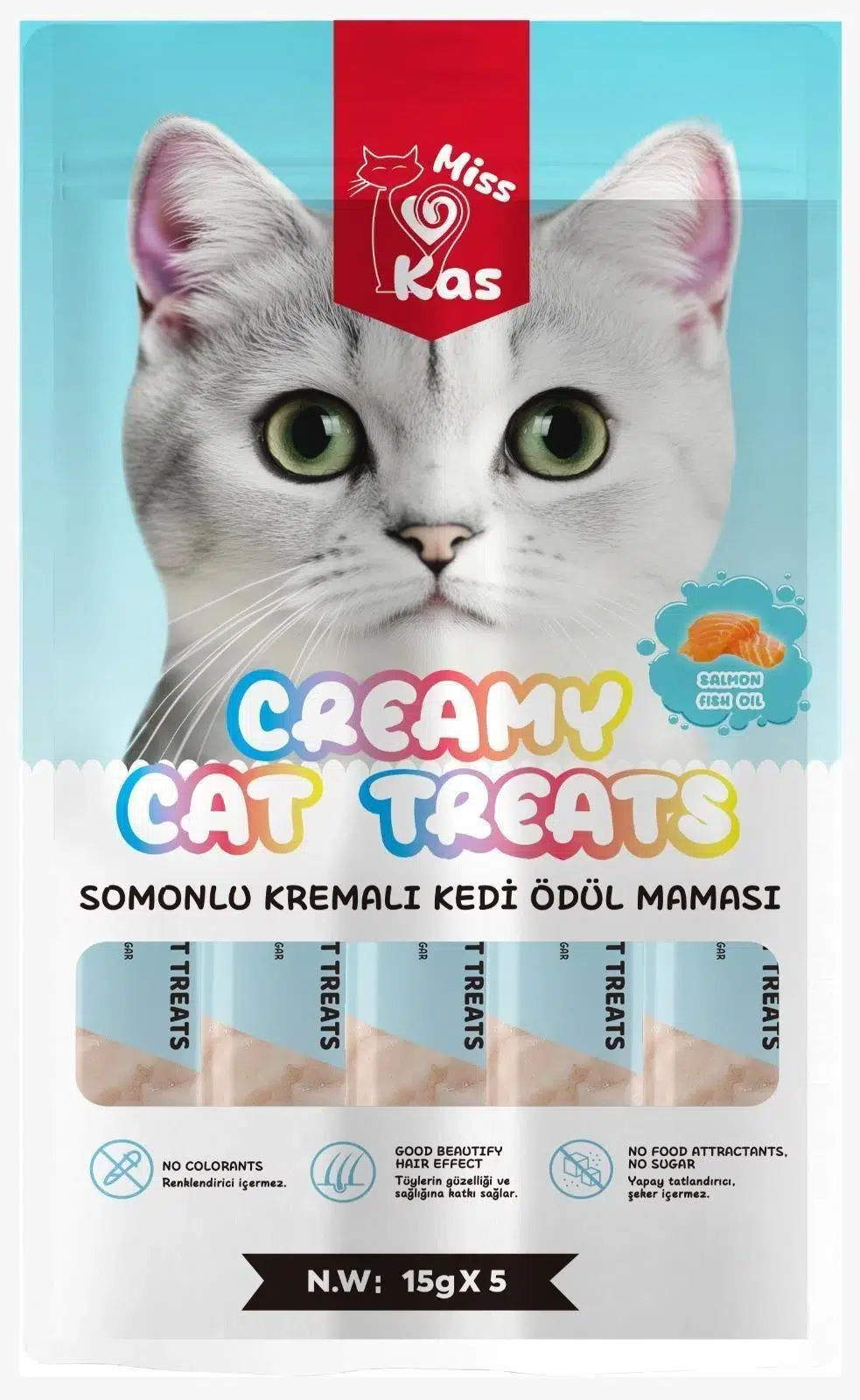 Miss Kas Somonlu Kremalı Kedi Ödül Maması 15g x 5 li
