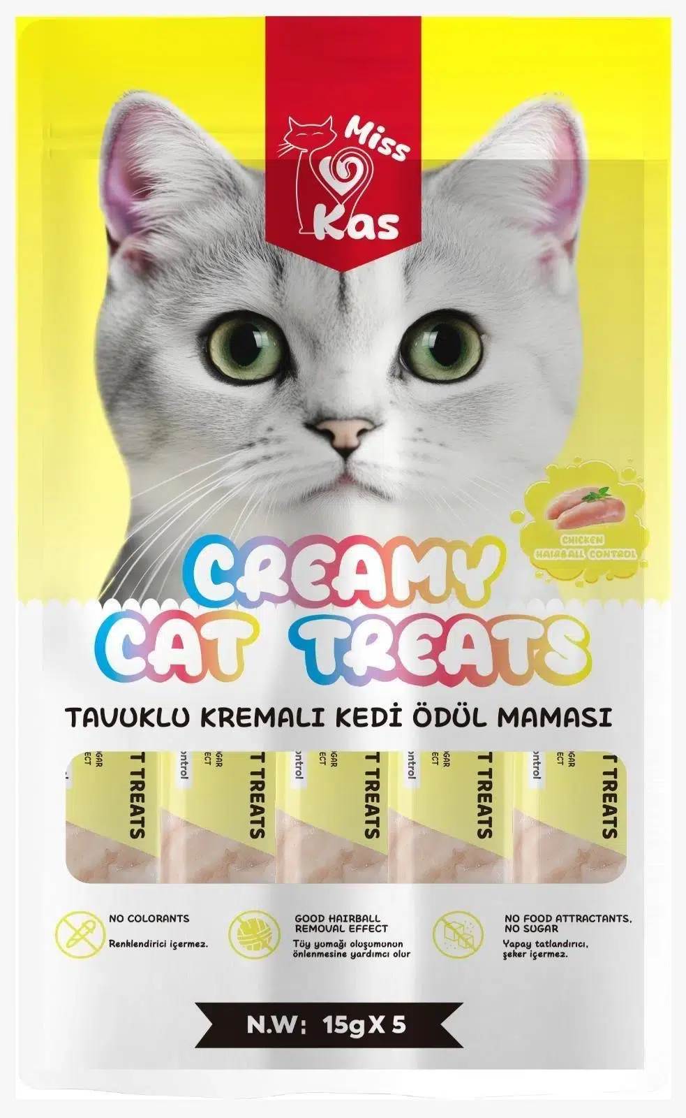 Miss Kas Tavuklu Kremalı Kedi Ödül Maması 15g x 5 li