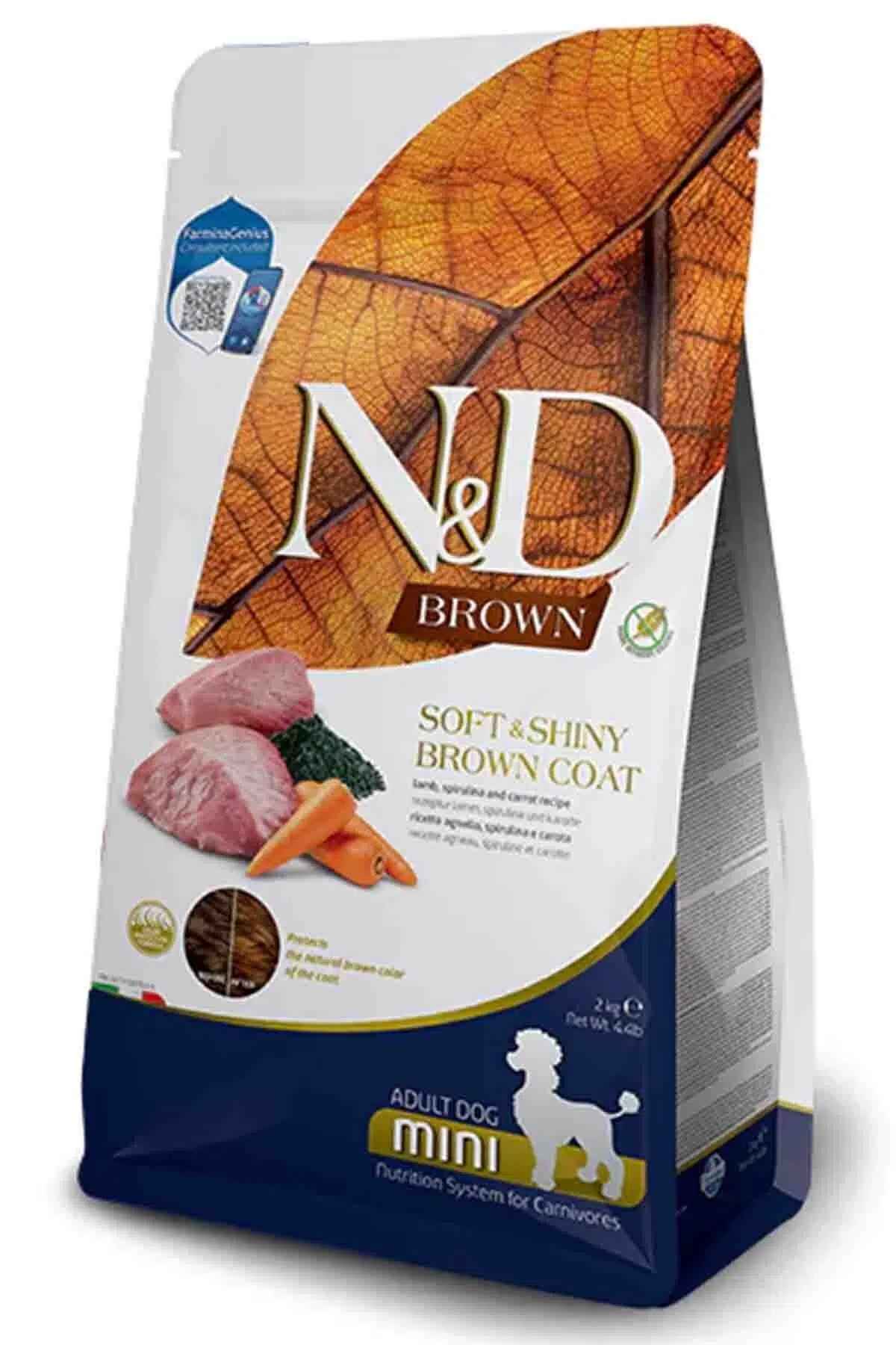 N&D Brown Kuzu Etli Spirulina ve Havuçlu Küçük Irk Yetişkin Köpek Maması 2 Kg