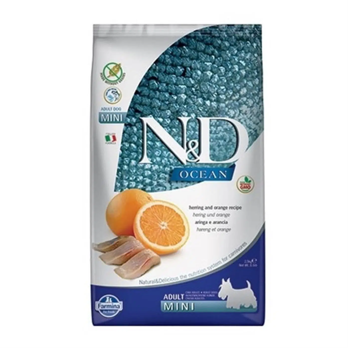 N&D Ocean Tahılsız Ringa Balık Portakal 2.5 Kg Mini Yetişkin Kuru Köpek Maması