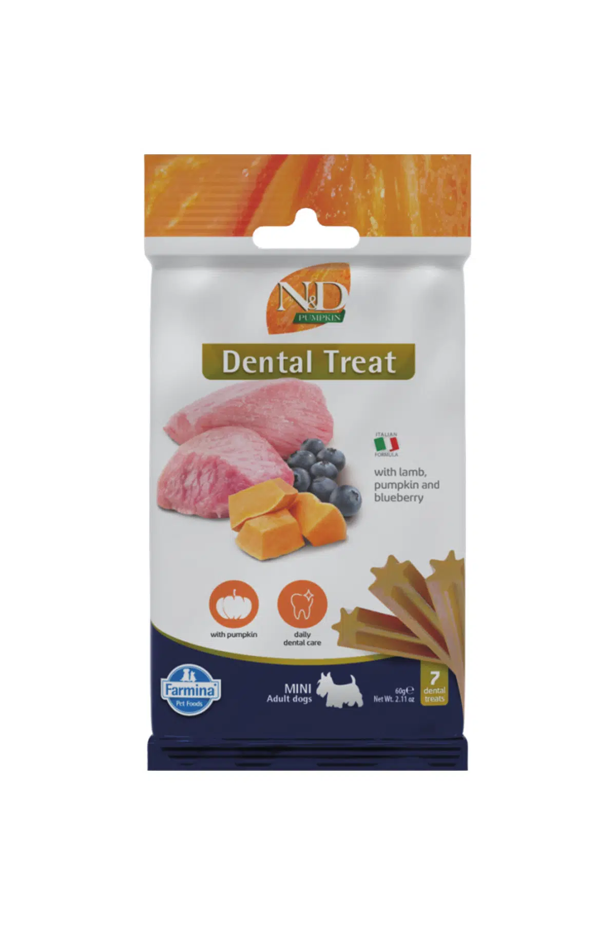 N&D Pumpkin Kuzulu Bal Kabaklı ve Yaban Mersinli Küçük Irk Yetişkin Köpek Ödül Maması 60gr