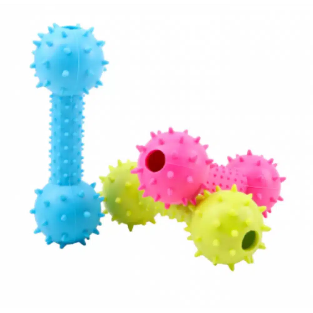 Oyuncak tırtıklı kauçuk zilli dambıl 12cm