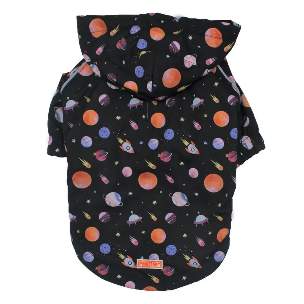 Pawstar Büyük Irk Köpek Yağmurluğu Kapşonlu Uzay Desen 22566 - 4XL