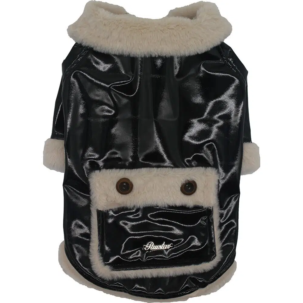 Pawstar Köpek Deri Montu Parlak Siyah 22211 -L