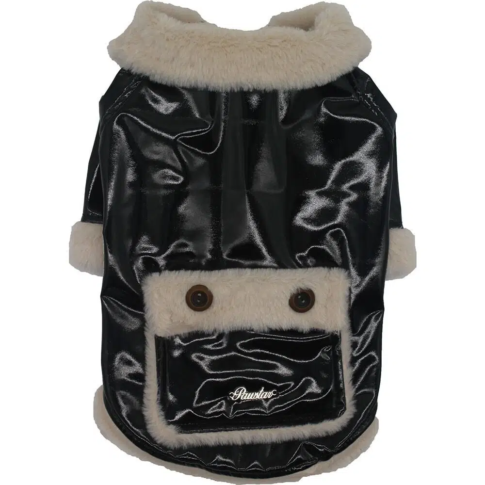 Pawstar Köpek Deri Montu Parlak Siyah 22211 -XL