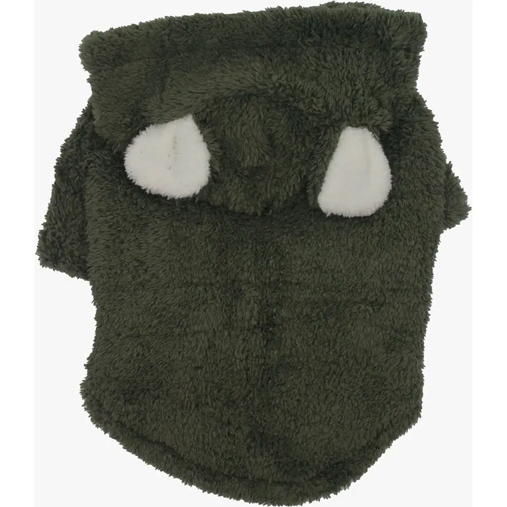 Pawstar Köpek Kıyafeti Peluş Kapşonlu Haki 22732 - S