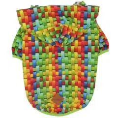 Pawstar Köpek Yağmurluğu Kapşonlu Rainbow Desenli M