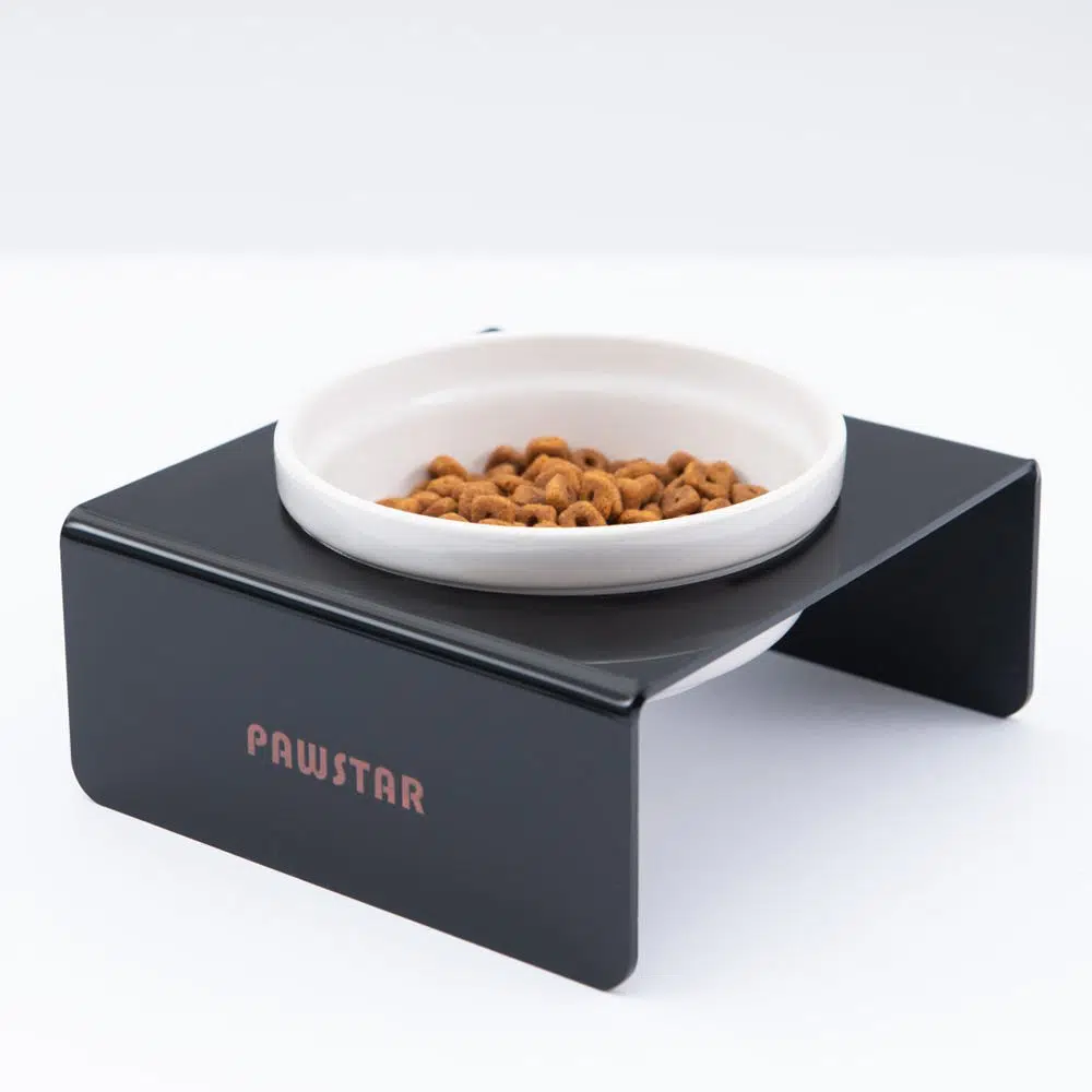 pawstar plexi stant tek seramik mama kabı siyah pmk015