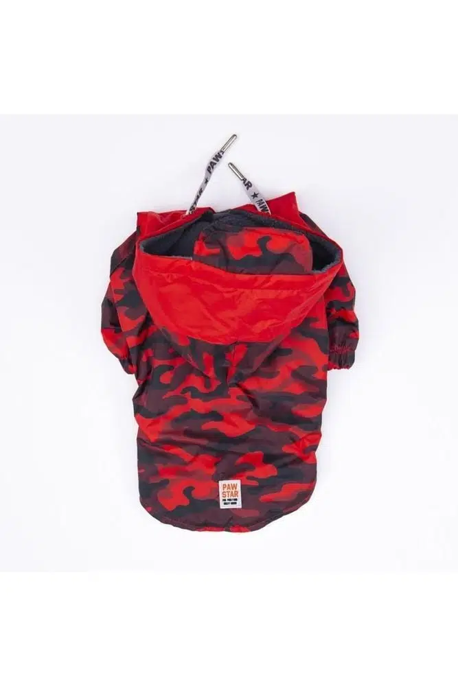 Pawstar Red Dijon Kırmızı Kamuflaj Köpek Yağmurluğu XL